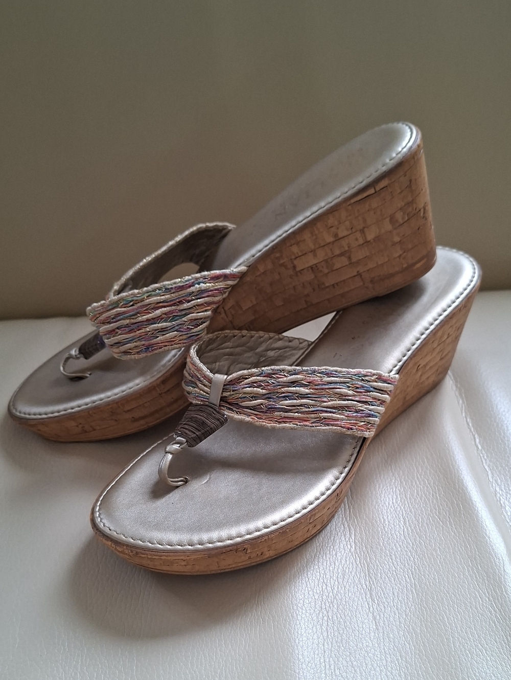Italian Shoemakers multicolor strap wedge sandals size 10